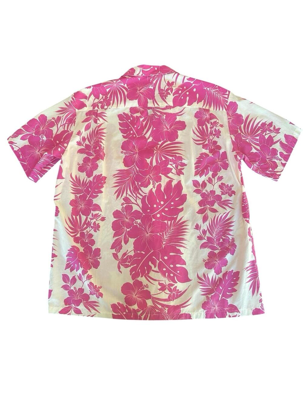 Vintage 90s Royal Creations Hawaii Pink Aloha Shirt Mens XL Tropical Floral - Picture 2 of 3